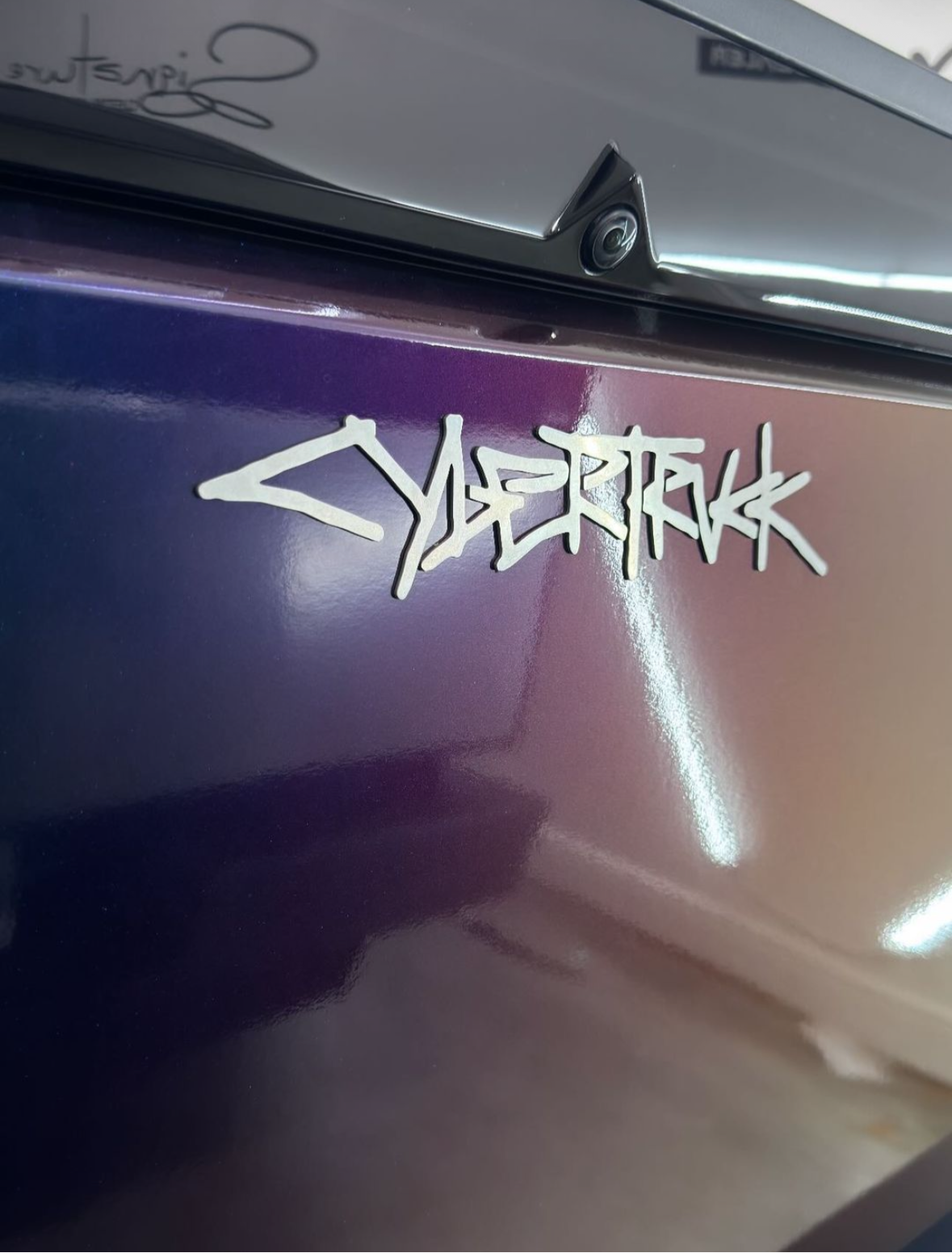 All Metal - Stainless Steel Cybertruck graffiti Badge