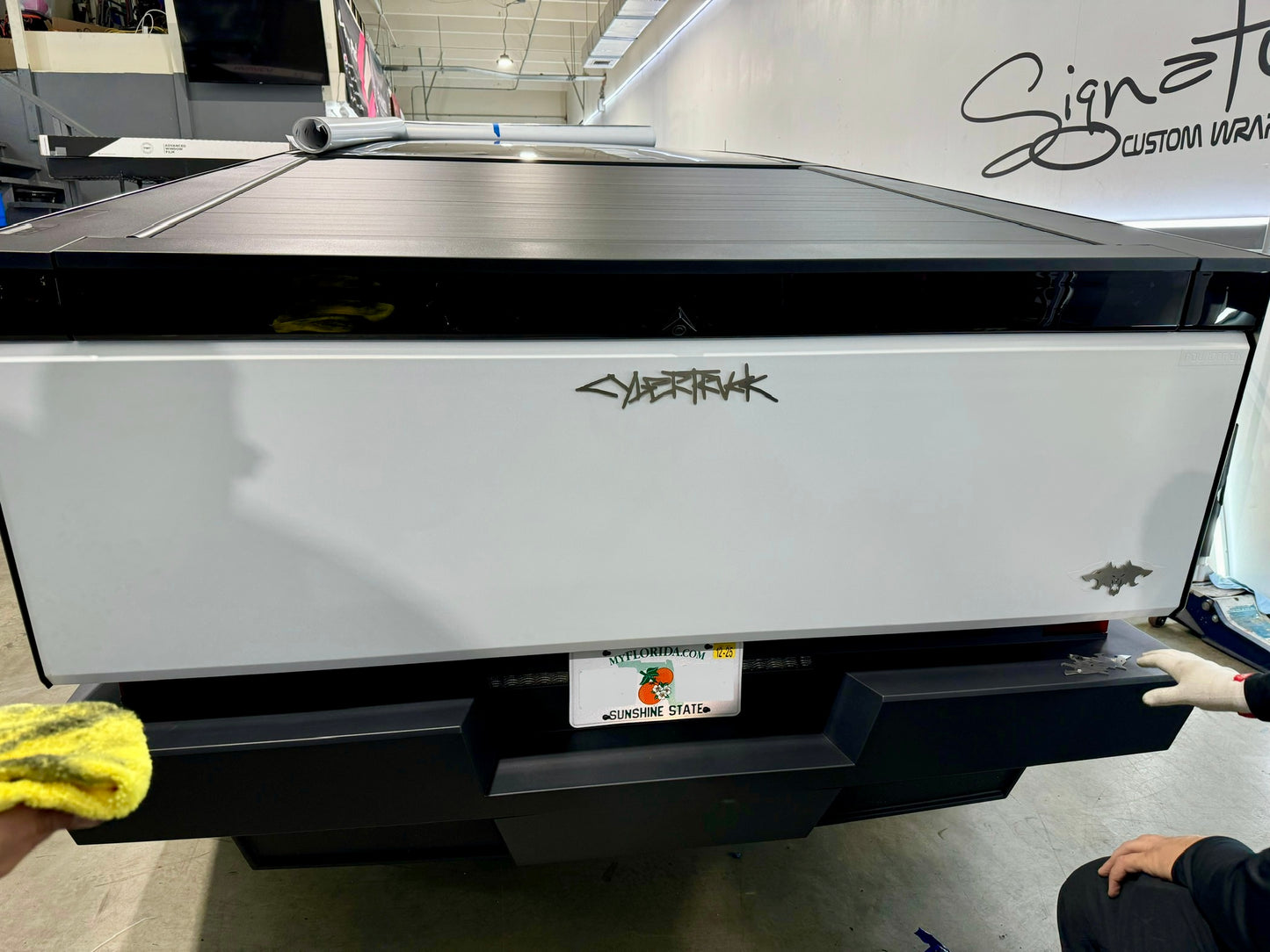 All Metal - Stainless Steel Cybertruck graffiti Badge