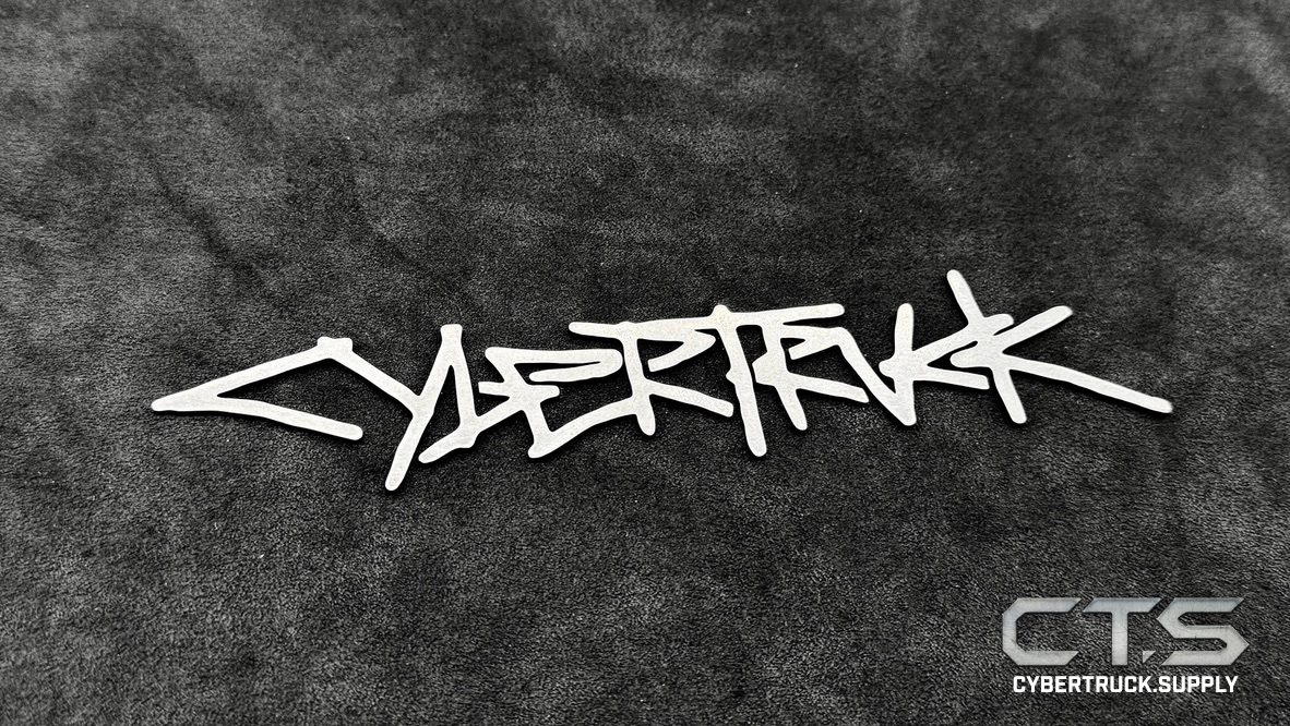 All Metal - Stainless Steel Cybertruck graffiti Badge