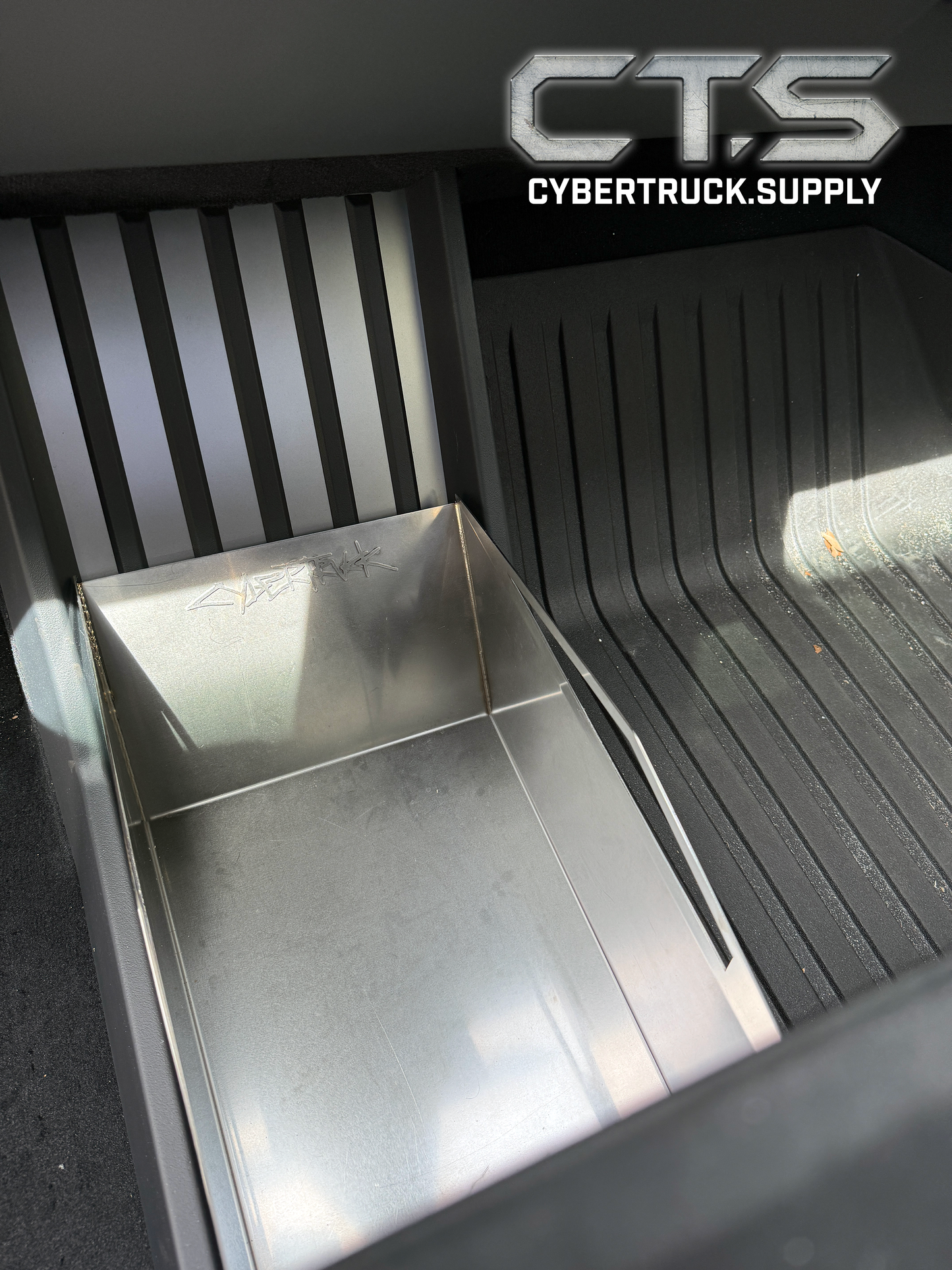 CyBin - Floor Console Storage Bin Stainless Steel